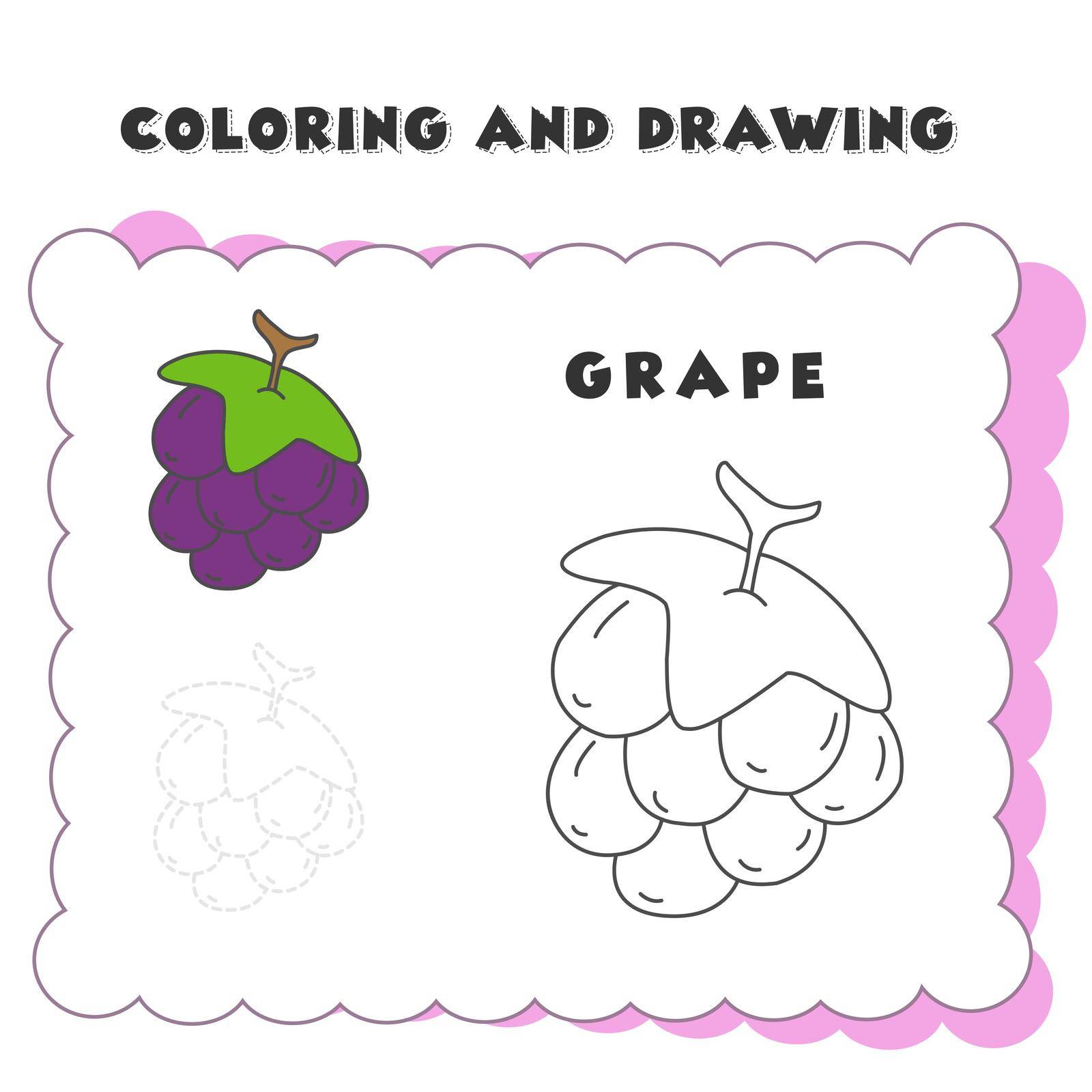coloring and drawing book element grape. Grape Coloring Book, Coloring Page