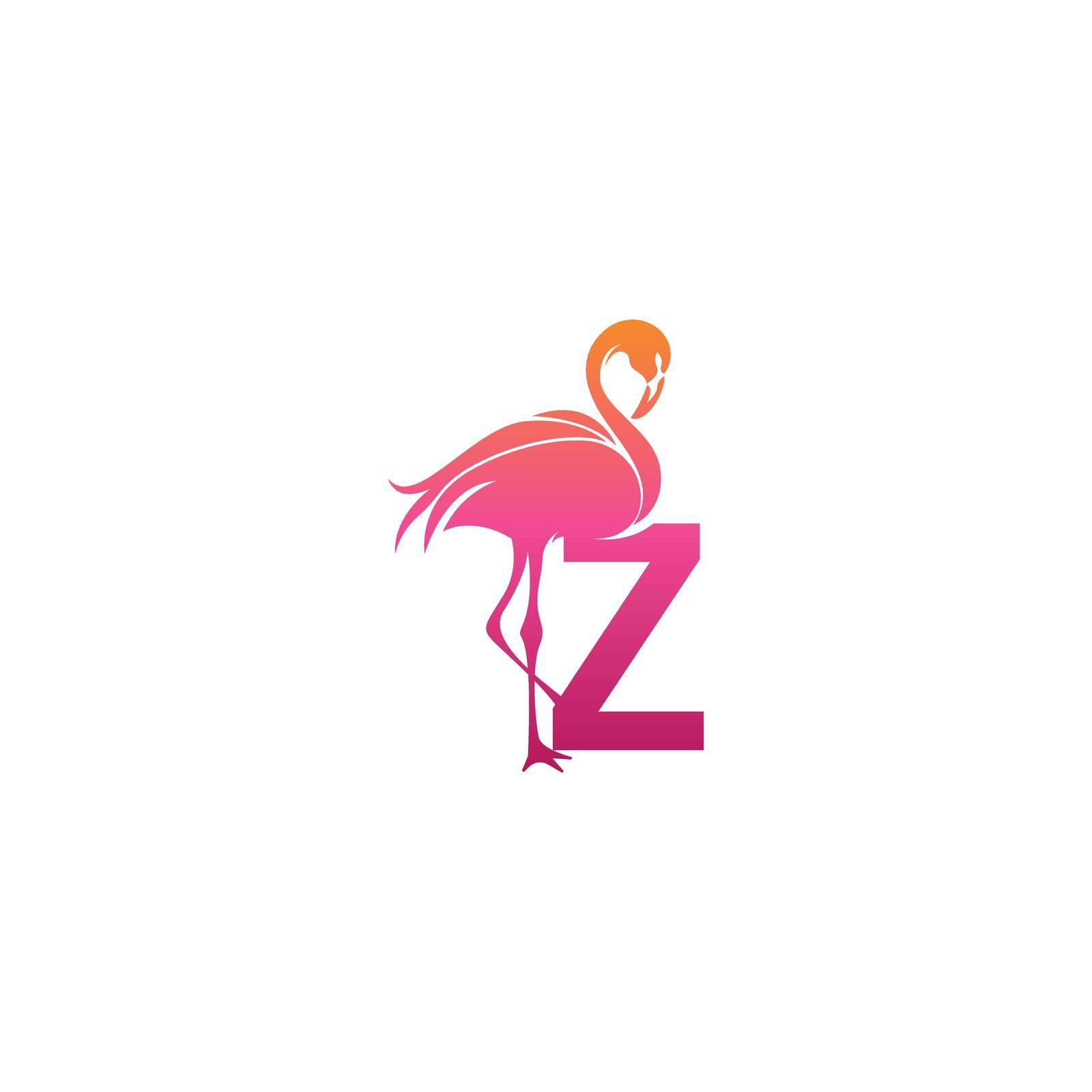 Flamingo bird icon with letter Z Logo design vector by bellaxbudhong3