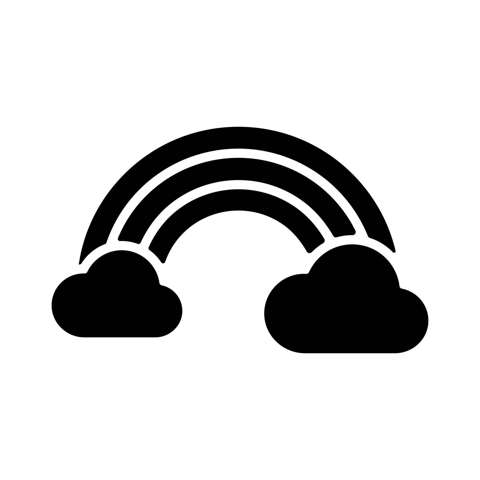 Rainbow and cloud vector glyph icon. Weather sign by nosik