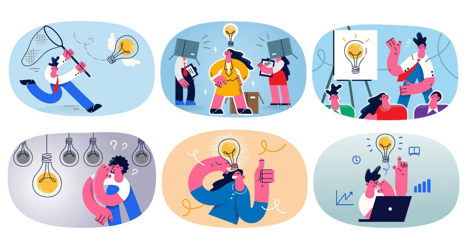 Set of businesspeople brainstorm generate innovative idea by Vasilyeu