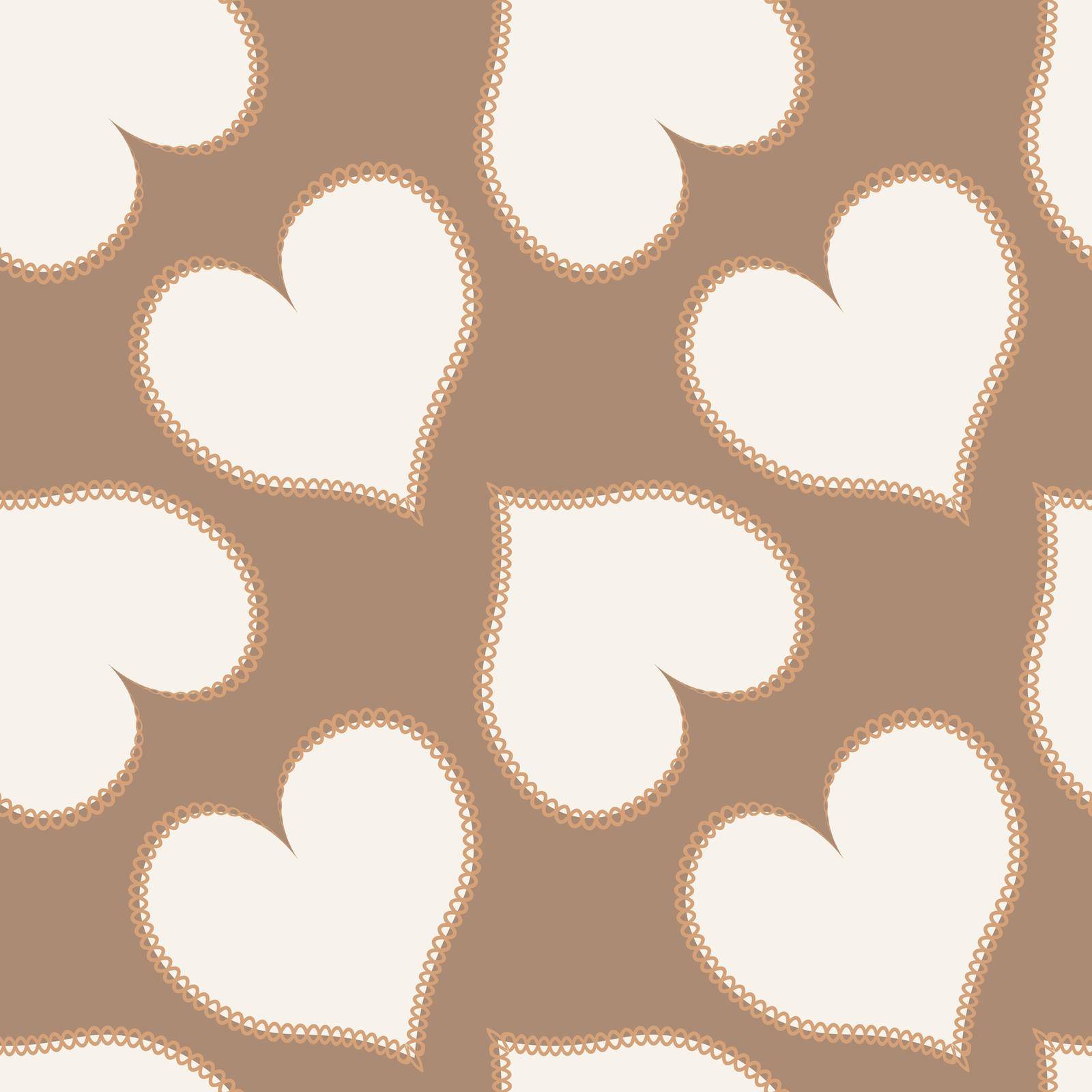 Illustration - Seamless pattern on a square background - hearts made of fabric, patchwork sewing. Design element of books, notebooks, postcards, interior items. Wallpapers, textiles, packaging, background for a website, mobile application or blog. love, valentine, lovers, holiday, textiles, patchwork, patchwork
