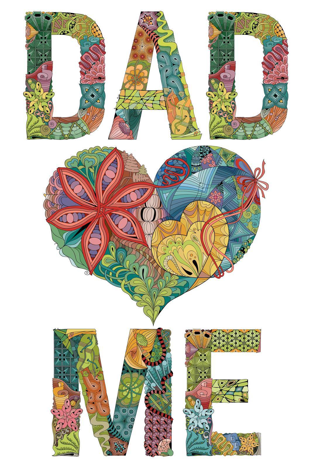 Hand-painted art design. Hand drawn illustration words DAD LOVE ME for t-shirt and other decoration