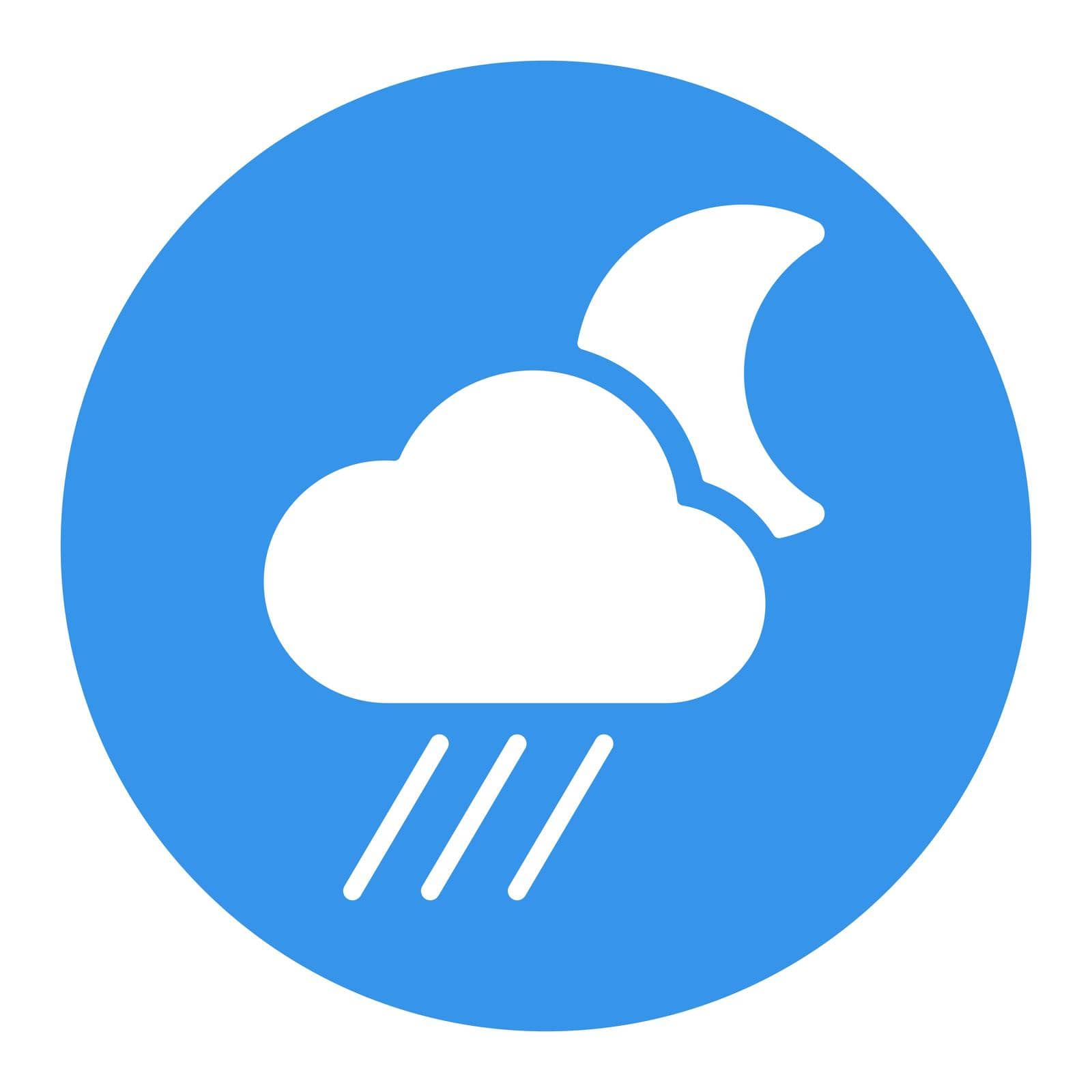 Raincloud with moon glyph icon. Weather sign by nosik