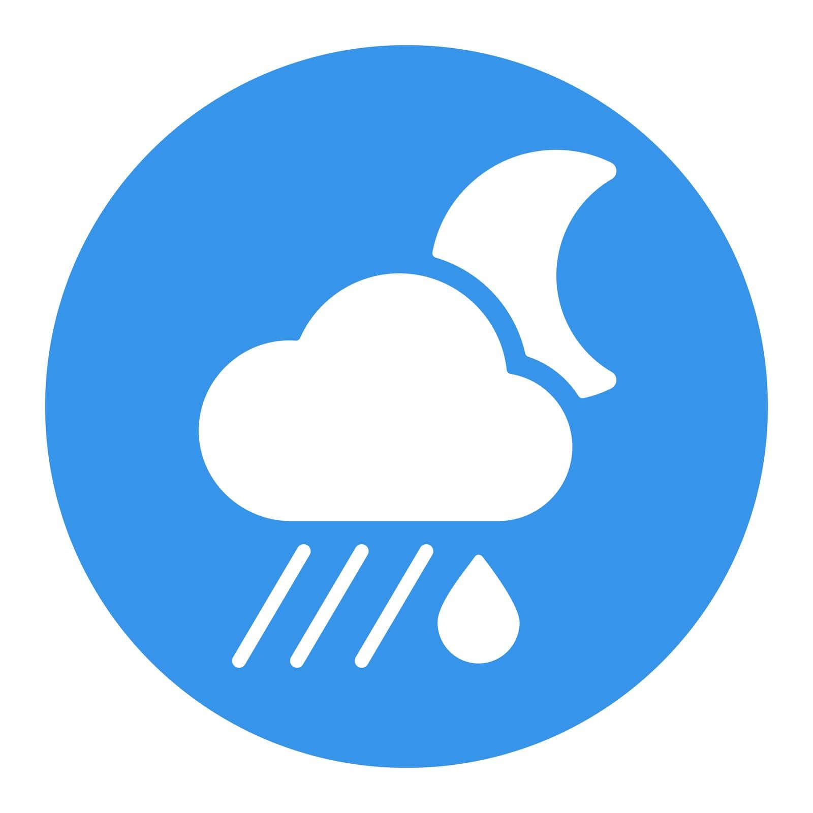 Raincloud with raindrop moon glyph icon. Meteorology sign. Graph symbol for travel, tourism and weather web site and apps design, logo, app, UI