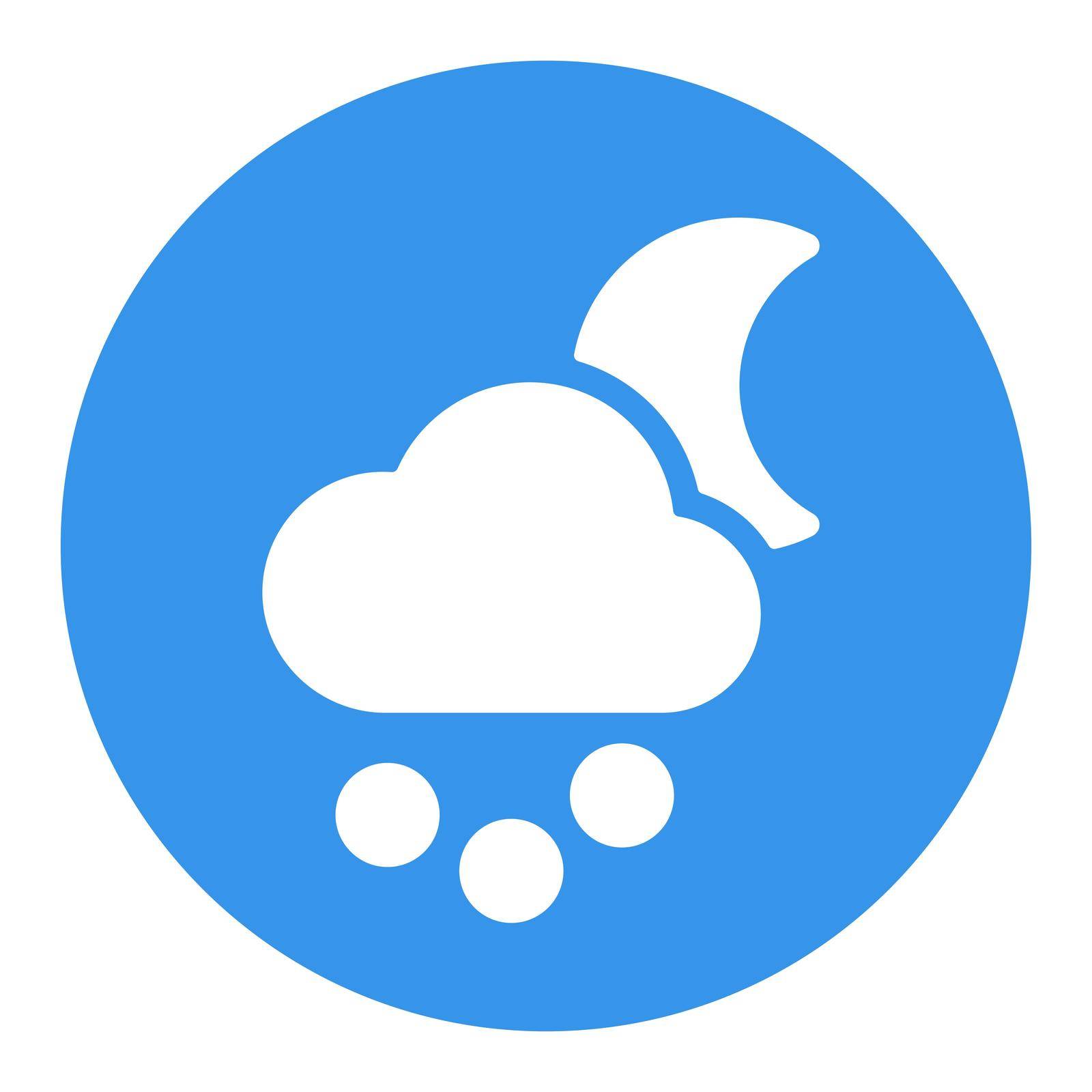 Moon cloud snow grain vector glyph icon. Meteorology sign. Graph symbol for travel, tourism and weather web site and apps design, logo, app, UI