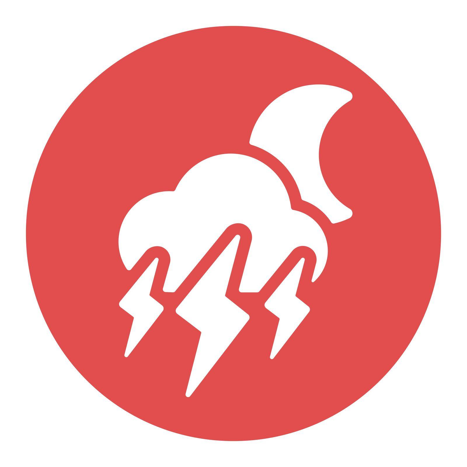 Moon storm cloud vector glyph icon. Rainstorm symbol. Meteorology sign. Graph symbol for travel, tourism and weather web site and apps design, logo, app, UI