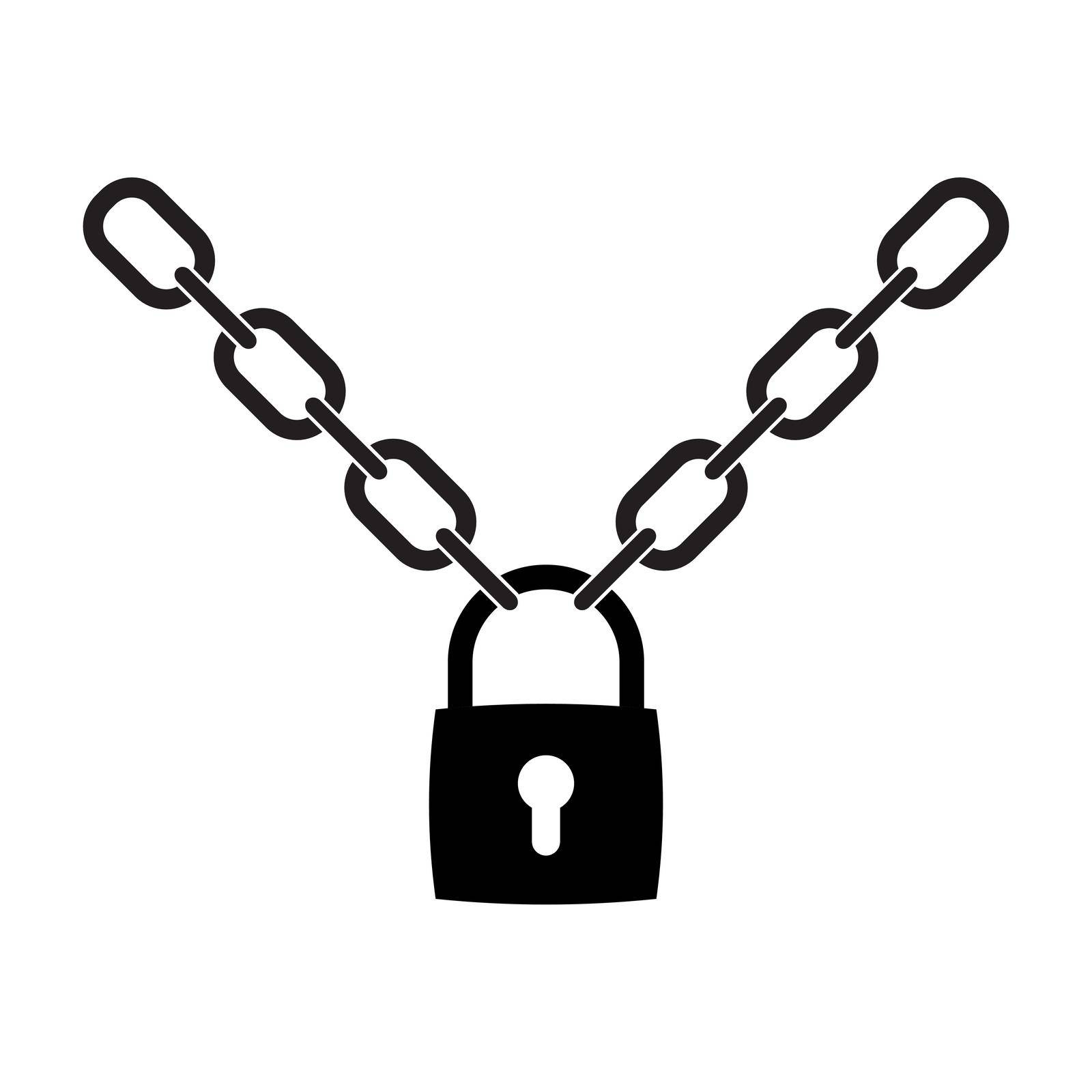illustration of chain and padlock silhouette by wektorygrafika