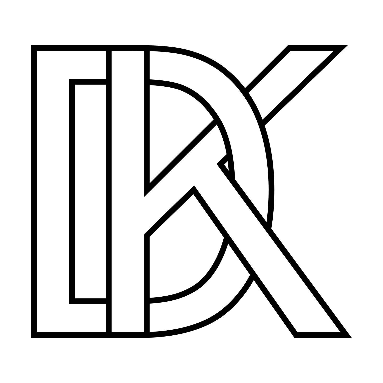 Logo sign dk kd icon sign, dk interlaced letters d k by koksikoks