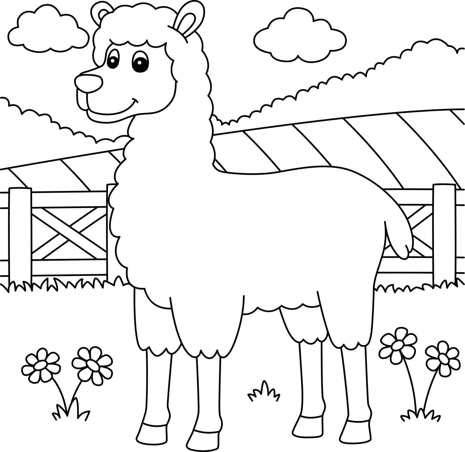 Llama Coloring Page for Kids by abbydesign