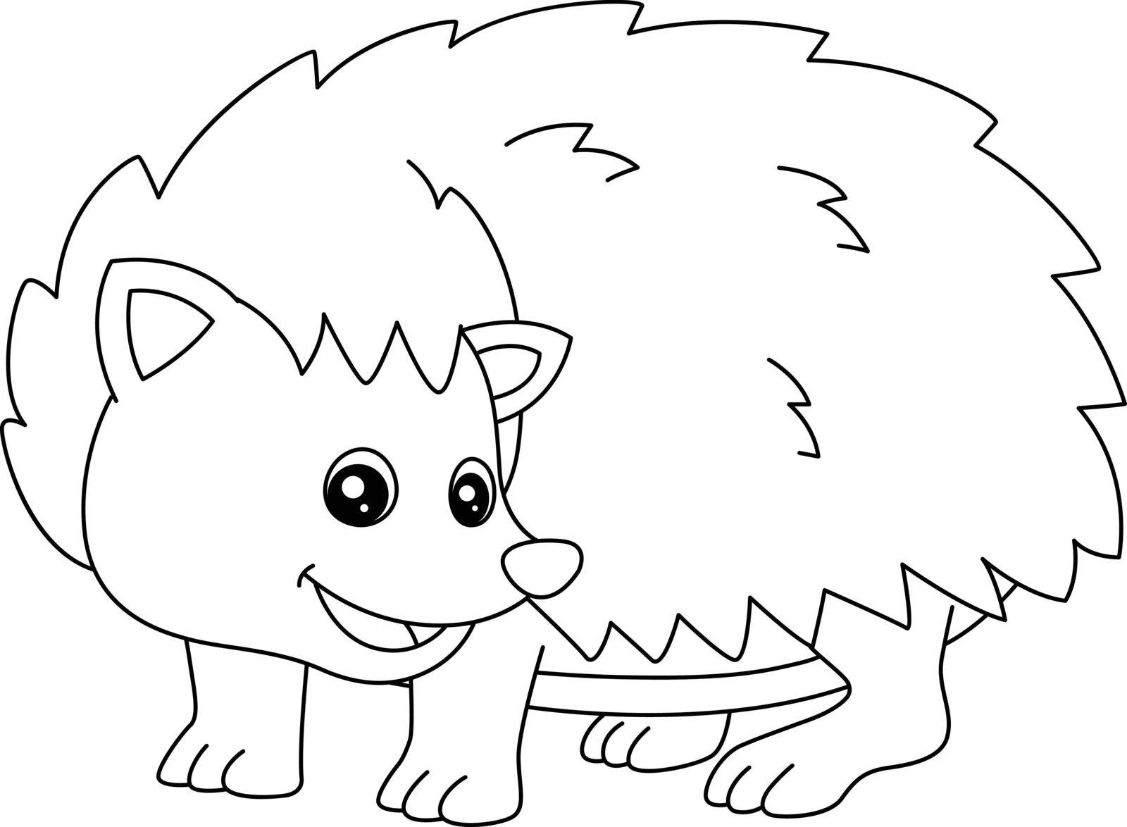 A cute and funny coloring page of a hedgehog. Provides hours of coloring fun for children. To color, this page is very easy. Suitable for little kids and toddlers.