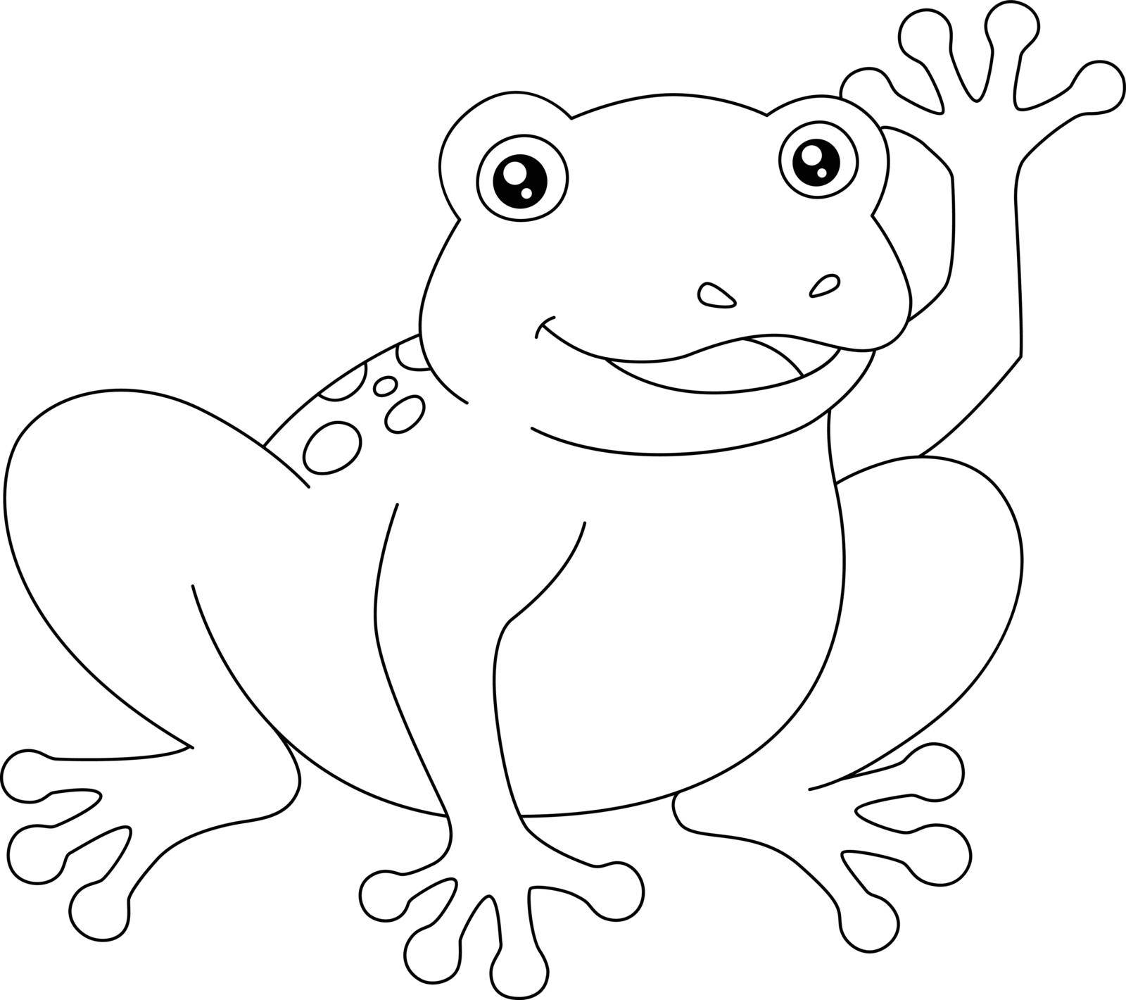 Frog Coloring Page Isolated for Kids by abbydesign