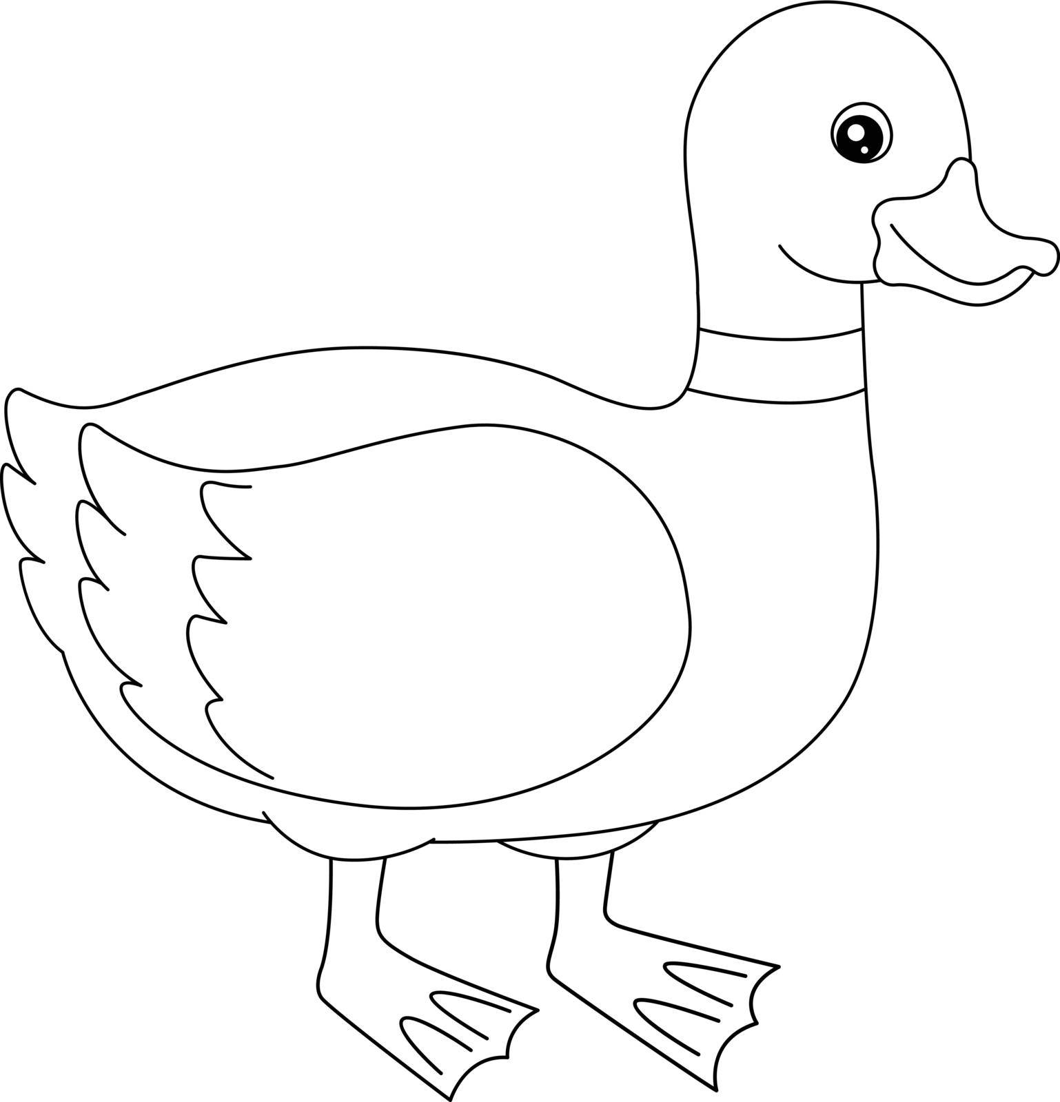Duck Coloring Page Isolated for Kids by abbydesign