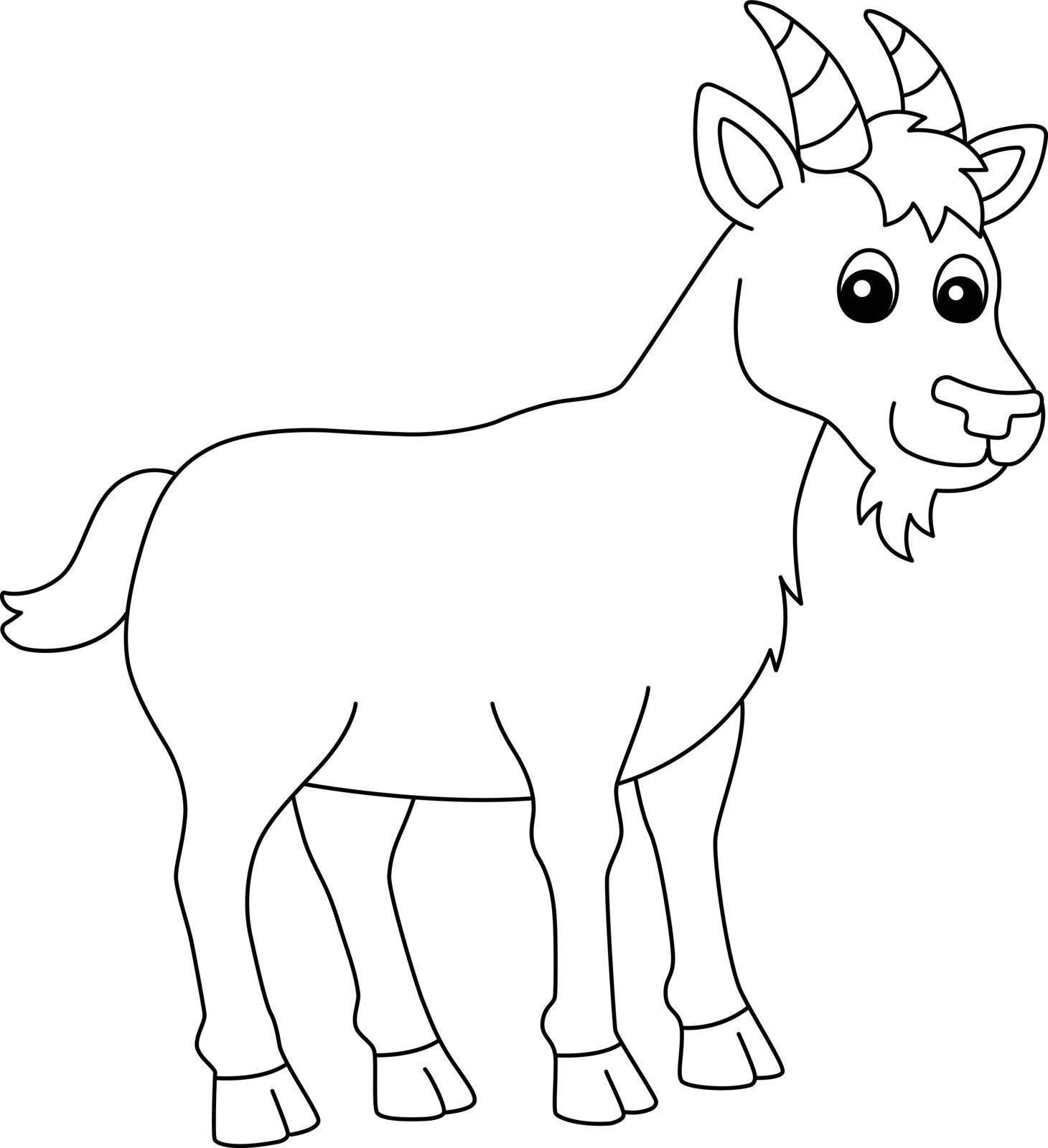 Goat Coloring Page Isolated for Kids by abbydesign