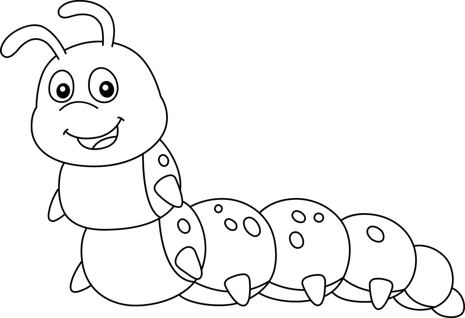 Caterpillar Coloring Page Isolated for Kids by abbydesign
