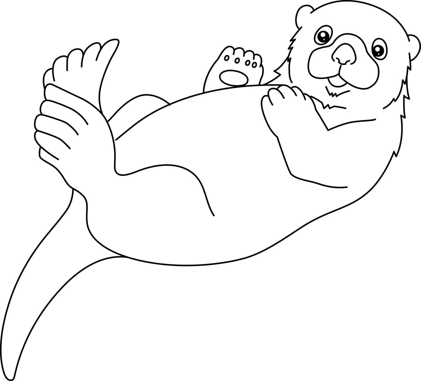 Sea otter Coloring Page Isolated for Kids by abbydesign