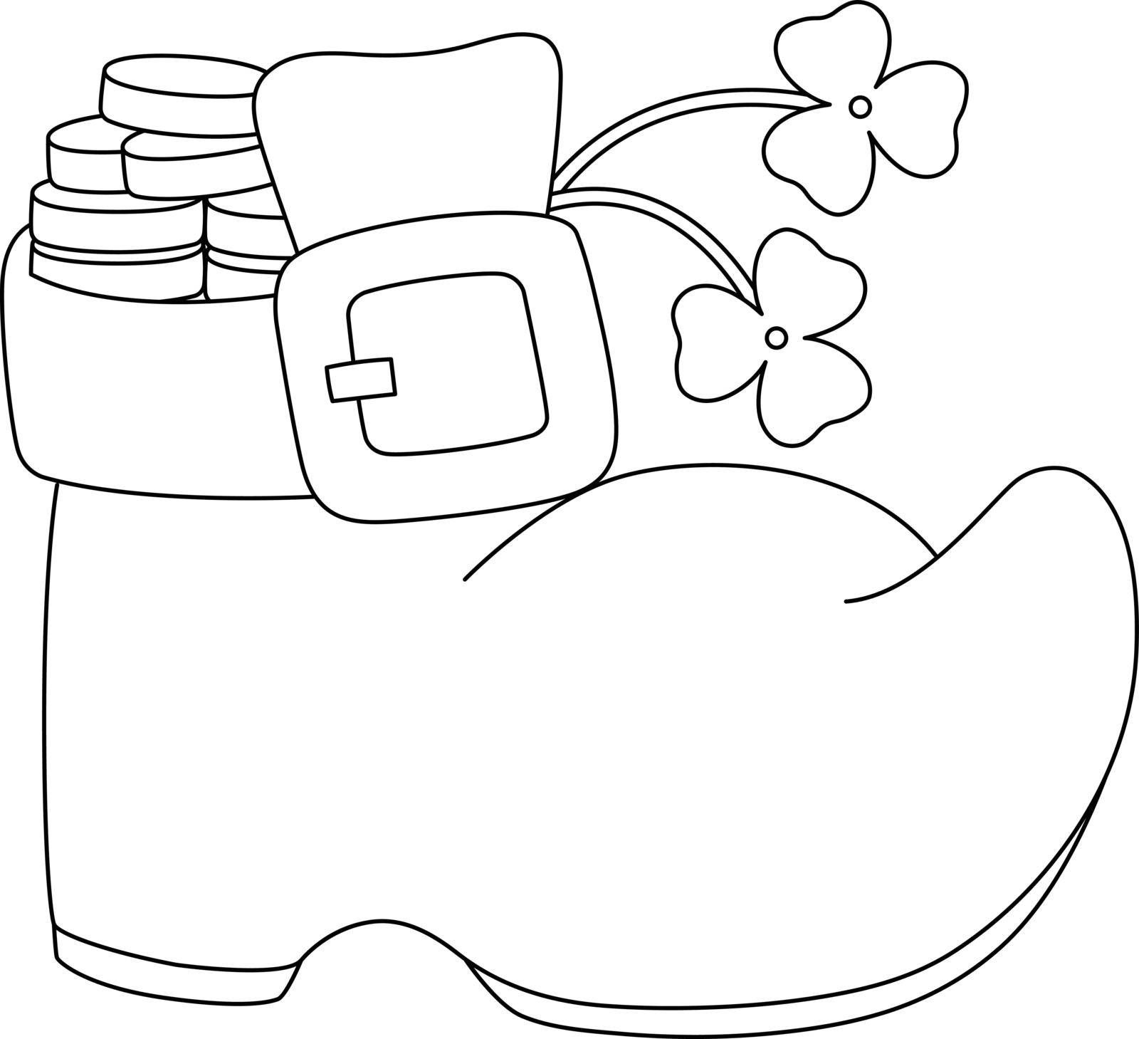 St. Patricks Day Shoe Coloring Page for Kids by abbydesign