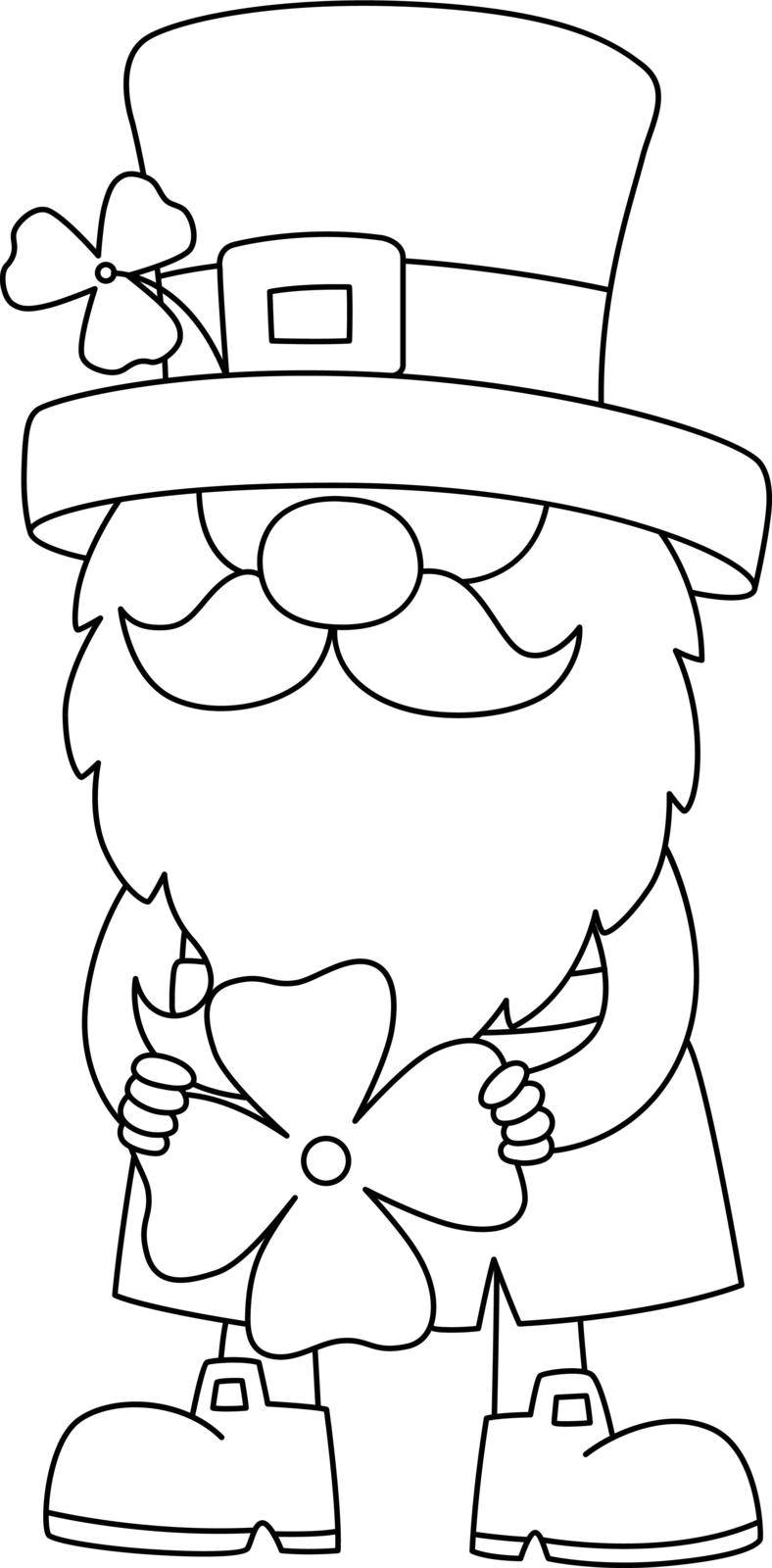 A cute and funny coloring page a St. Patricks Day 2 leprechaun gnome. Provides hours of coloring fun for children. To color, this page is very easy. Suitable for little kids and toddlers.