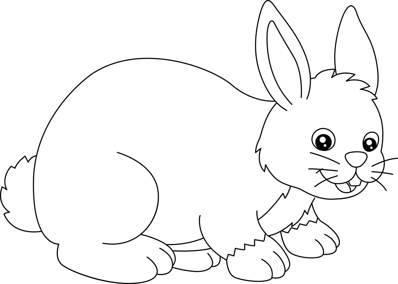 Rabbit Coloring Page Isolated for Kids by abbydesign