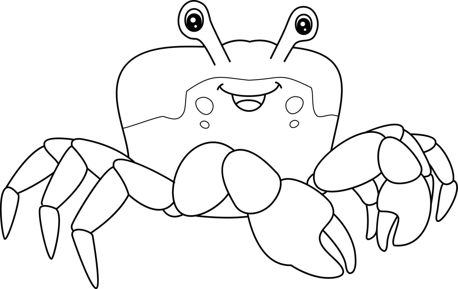 Red Jamaican Crab Coloring Isolated Page for Kids by abbydesign