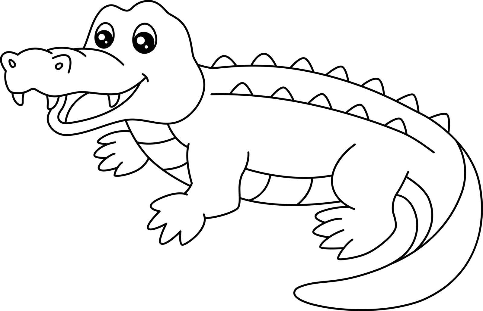 Crocodile Coloring Page Isolated for Kids by abbydesign