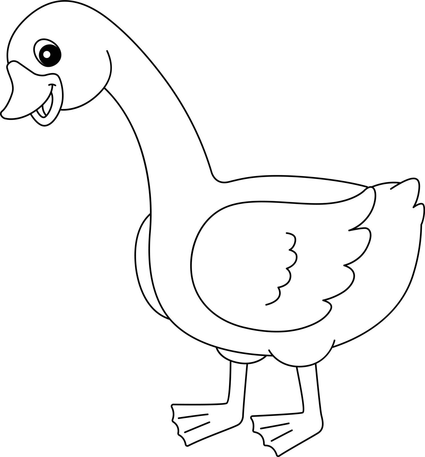 Goose Coloring Page Isolated for Kids by abbydesign