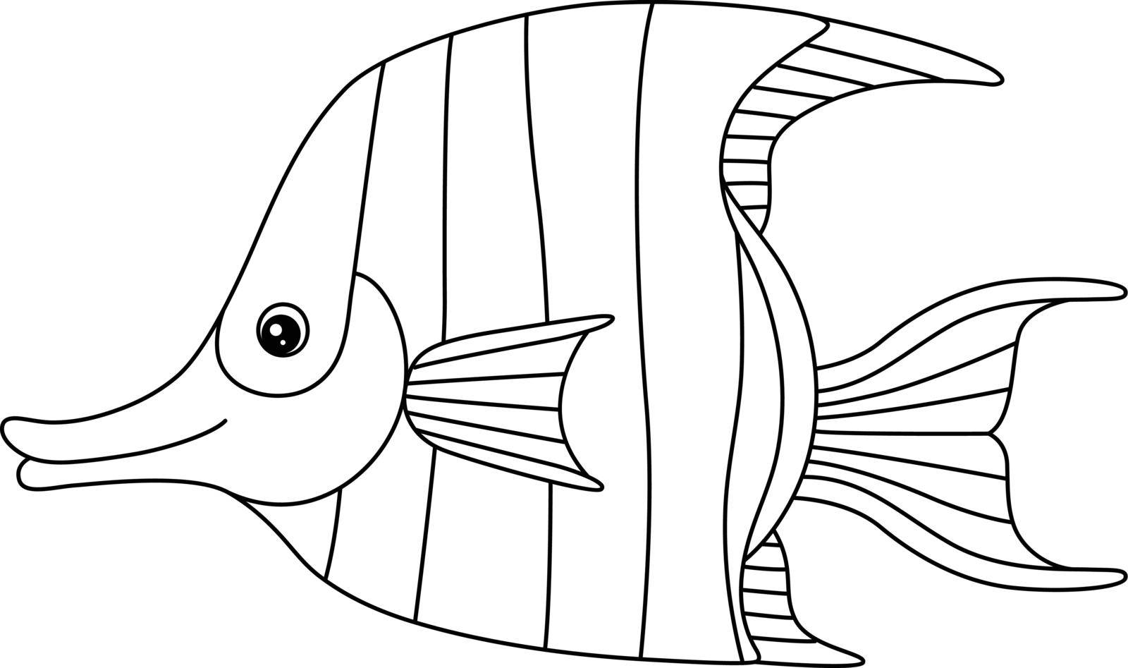 A cute and funny coloring page of an angelfish. Provides hours of coloring fun for children. To color, this page is very easy. Suitable for little kids and toddlers.