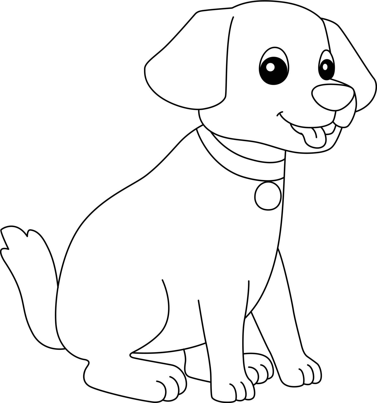 Dog Coloring Page Isolated for Kids by abbydesign