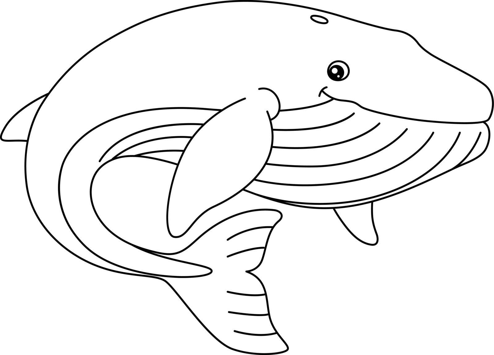 Blue Whale Coloring Page Isolated for Kids by abbydesign