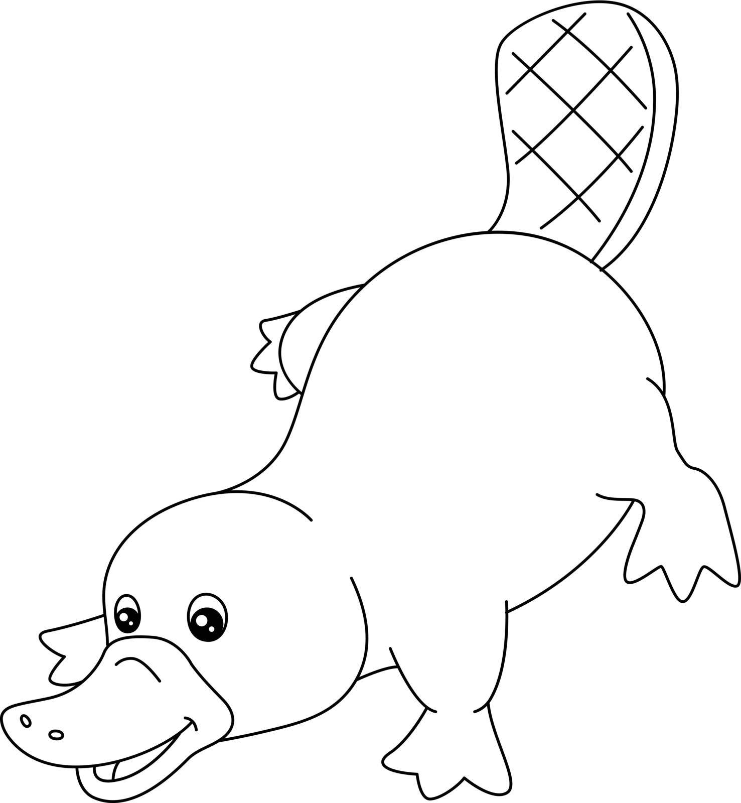 Platypus Coloring Page Isolated for Kids by abbydesign