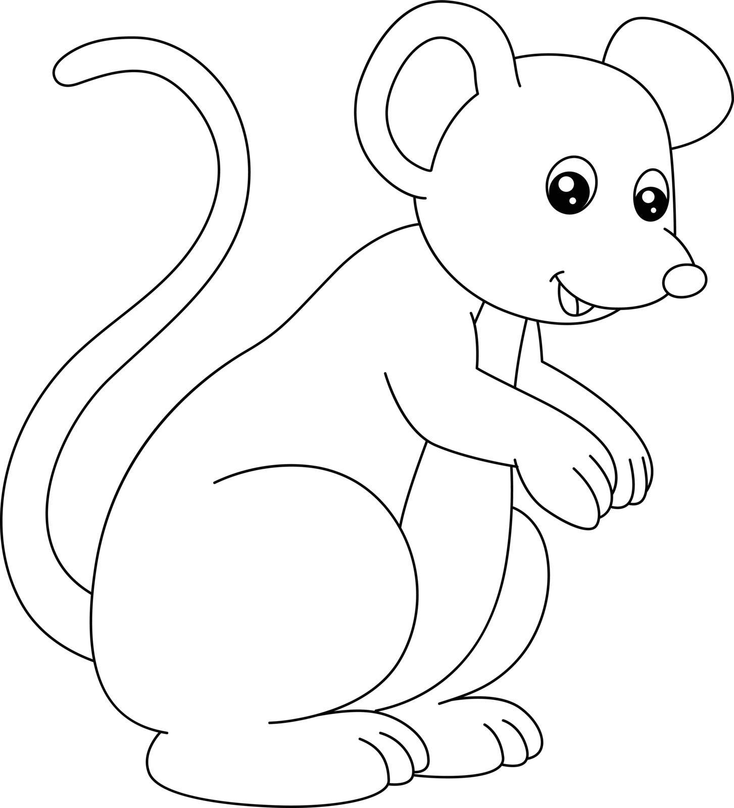 Mouse Coloring Page Isolated for Kids by abbydesign