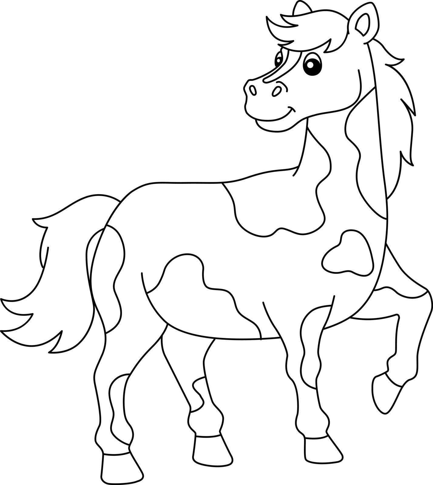 Horse Coloring Page Isolated for Kids by abbydesign