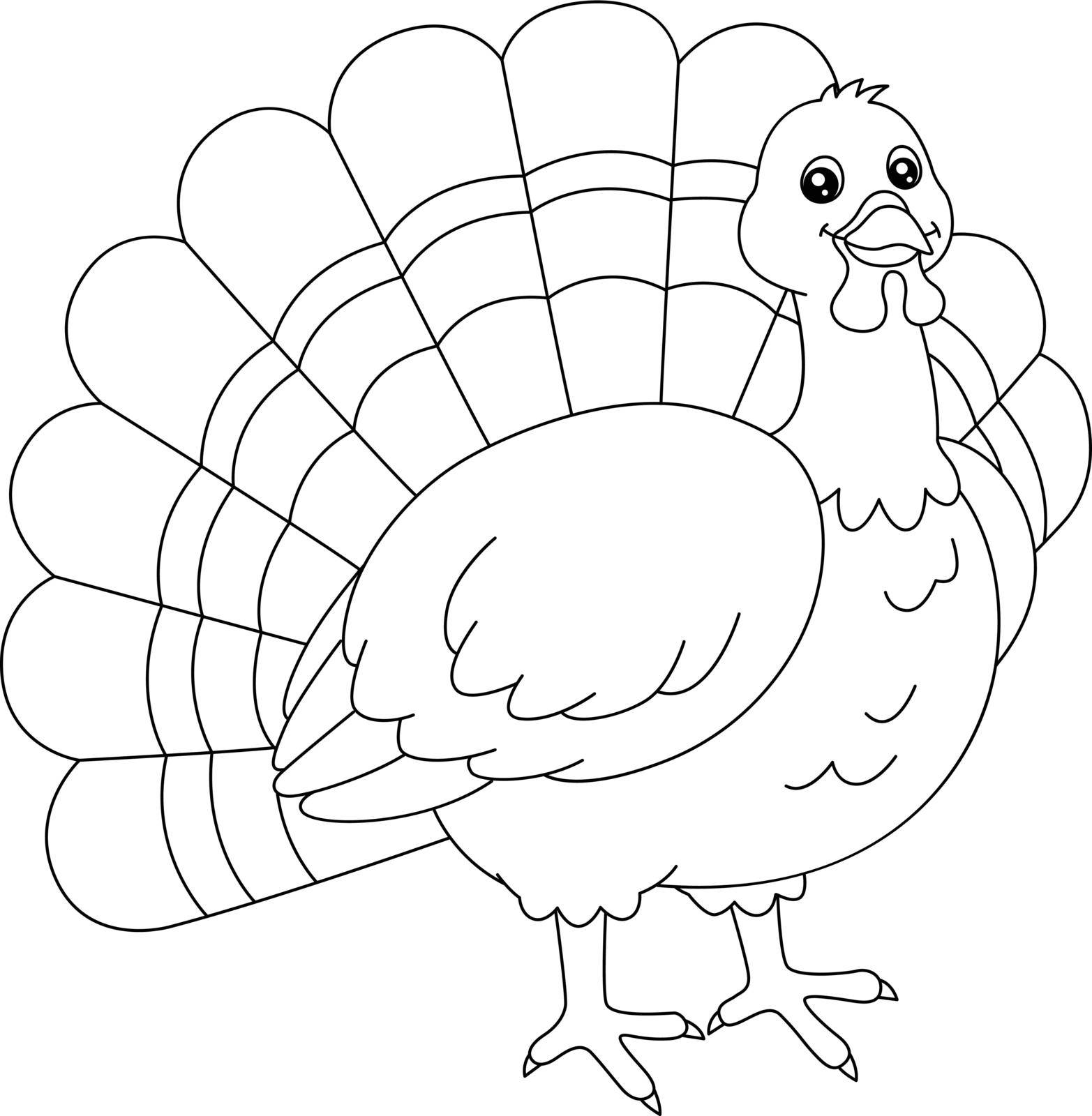 A cute and funny coloring page of a turkey. Provides hours of coloring fun for children. To color, this page is very easy. Suitable for little kids and toddlers.