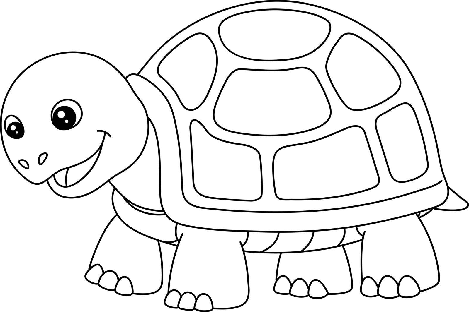 A cute and funny coloring page of a turtle. Provides hours of coloring fun for children. To color, this page is very easy. Suitable for little kids and toddlers.