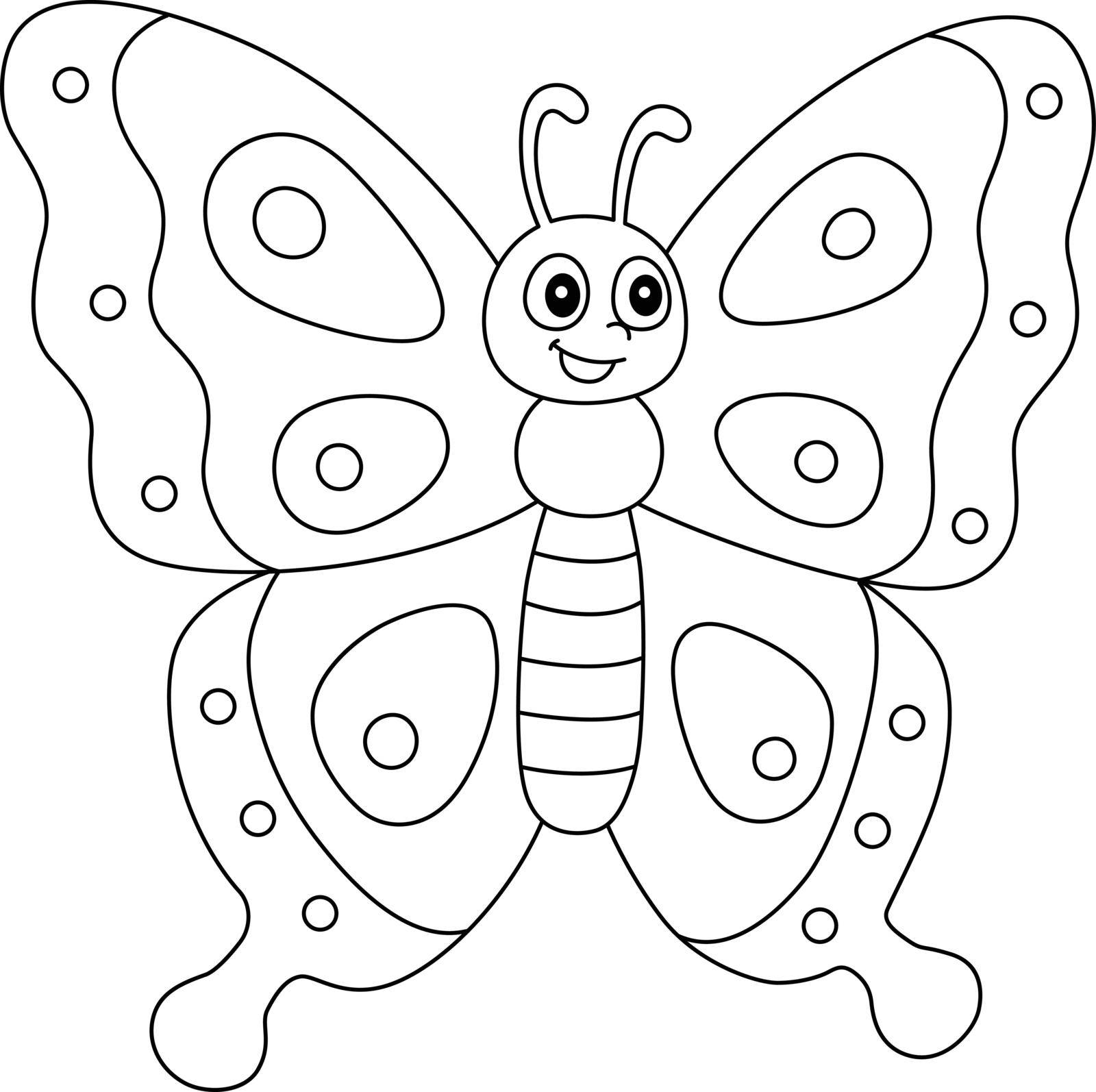 A cute and funny coloring page of a butterfly farm animal. Provides hours of coloring fun for children. To color, this page is very easy. Suitable for little kids and toddlers.