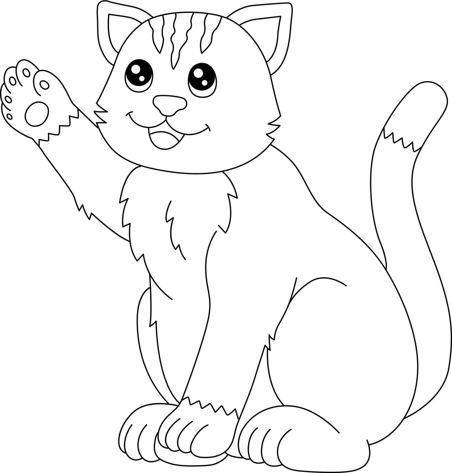 A cute and funny coloring page of a cat. Provides hours of coloring fun for children. To color, this page is very easy. Suitable for little kids and toddlers.