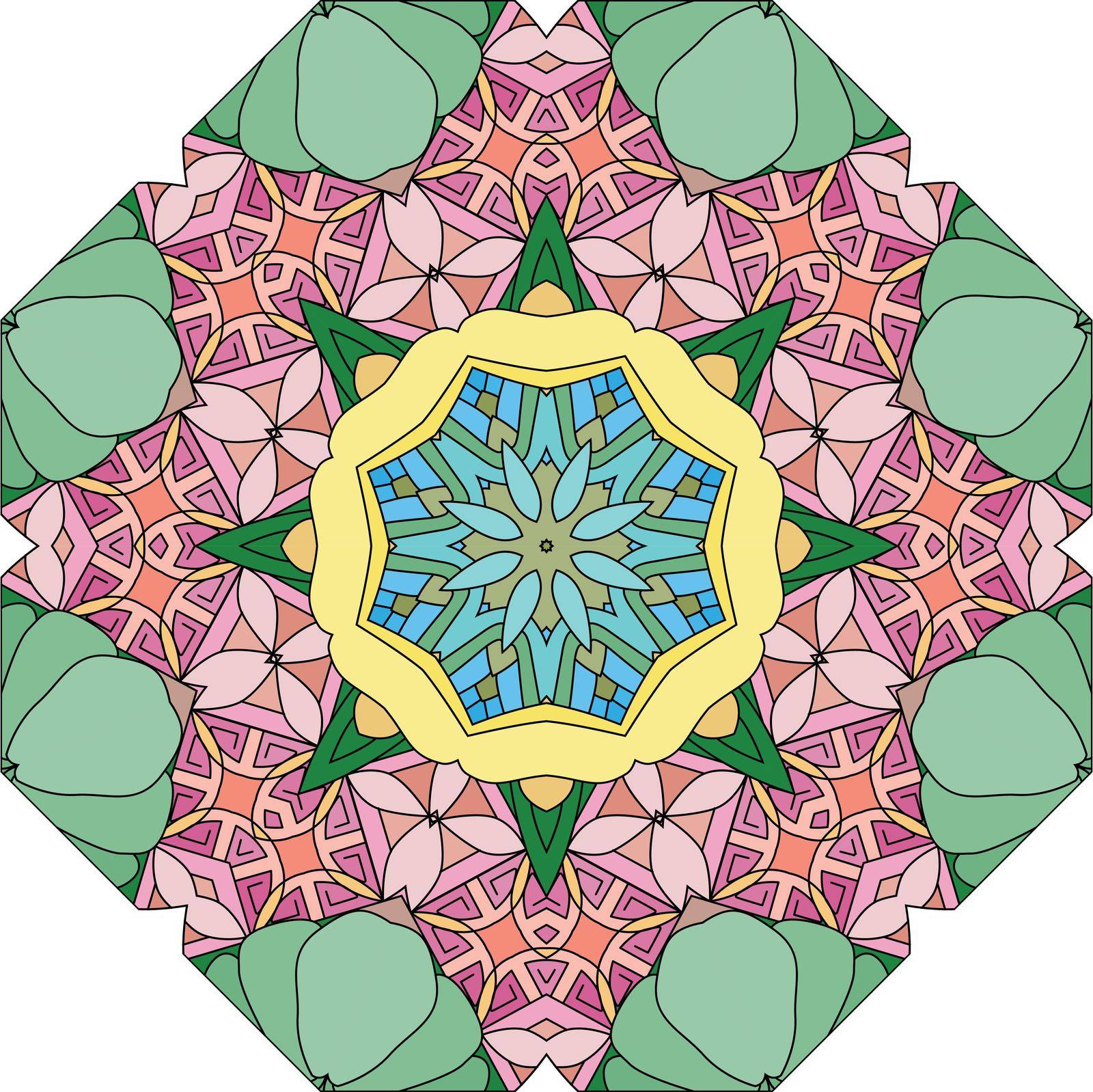 Decorative round ornament. Unusual flower shape. Oriental vector, Anti-stress therapy patterns. Weave design elements. Yoga logos Vector.