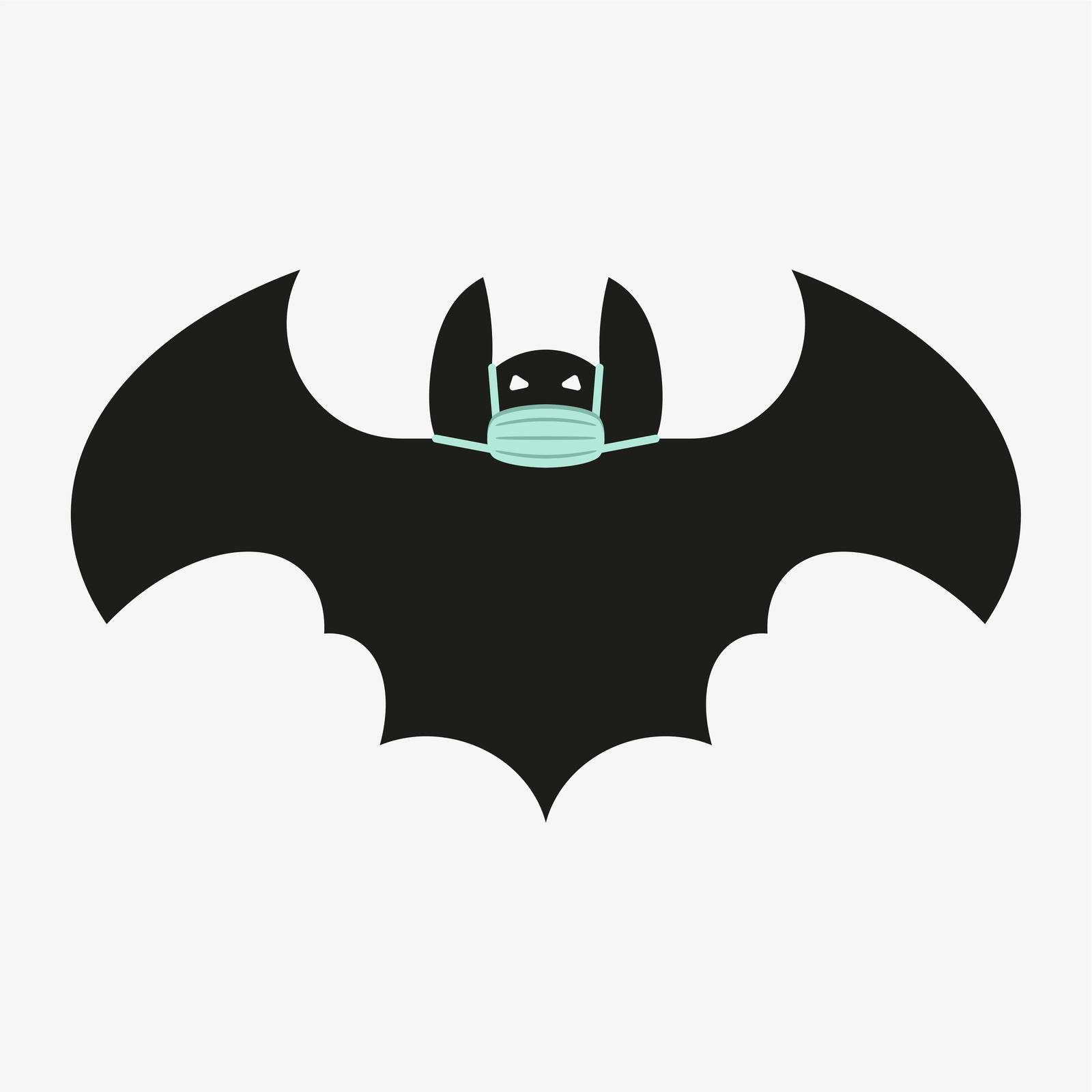 Vector illustration of a black bat with mask by AdamLapunik