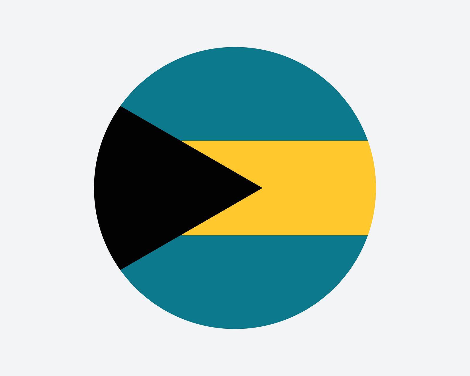 The Bahamas Round Country Flag. Circular Bahamian National Flag. Commonwealth of The Bahamas Circle Shape Button Banner. EPS Vector Illustration.