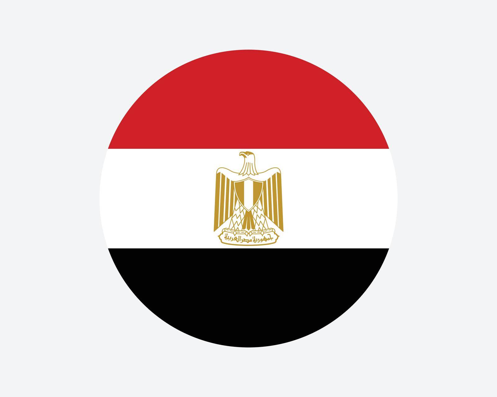 Egypt Round Country Flag. Circular Egyptian National Flag. Arab Republic of Egypt Circle Shape Button Banner. EPS Vector Illustration.