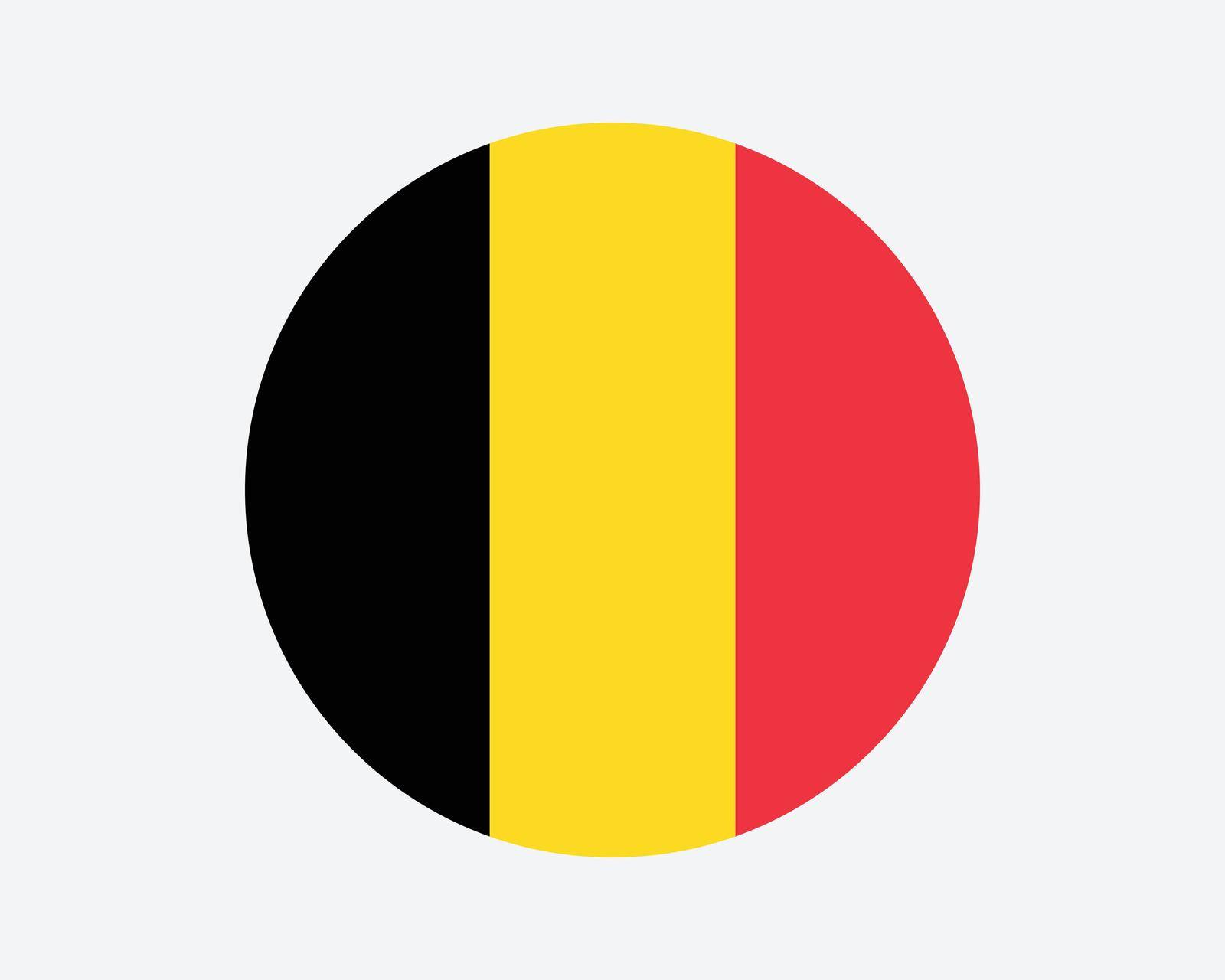 Belgium Round Country Flag. Circular Belgian National Flag. Kingdom of Belgium Circle Shape Button Banner. EPS Vector Illustration.