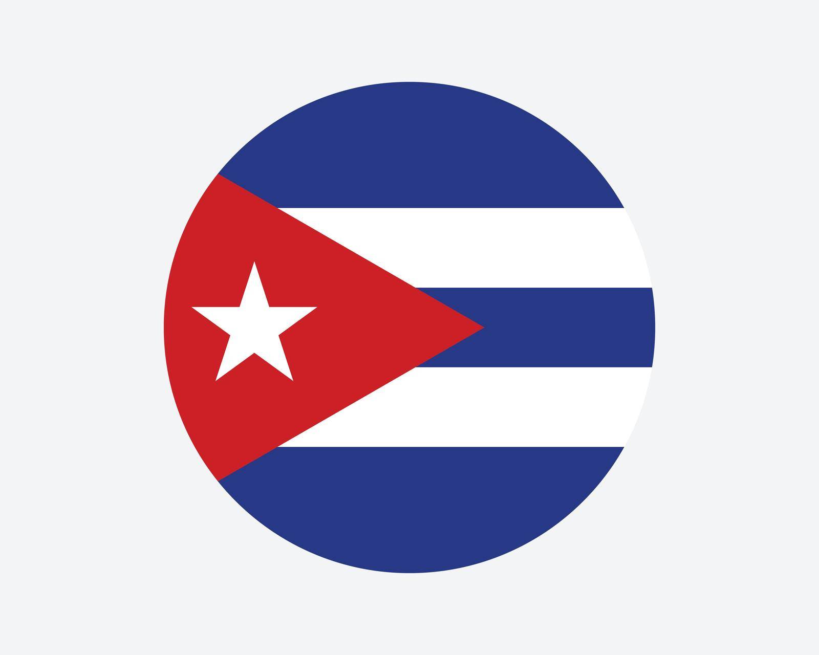 Cuba Round Country Flag. Circular Cuban National Flag. Republic of Cuba Circle Shape Button Banner. EPS Vector Illustration.