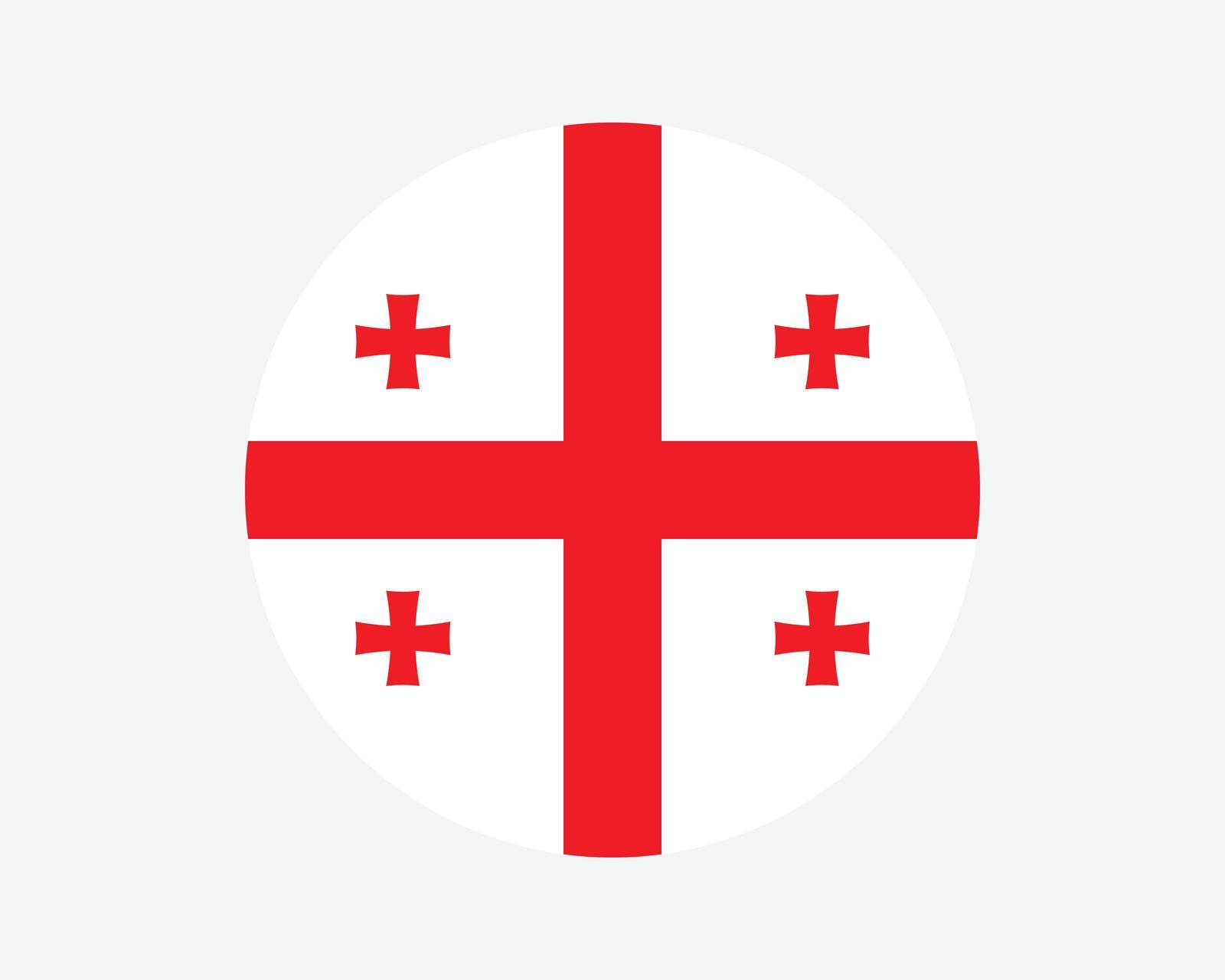 Georgia Round Country Flag. Georgian Circle National Flag. Georgia Circular Shape Button Banner. EPS Vector Illustration.