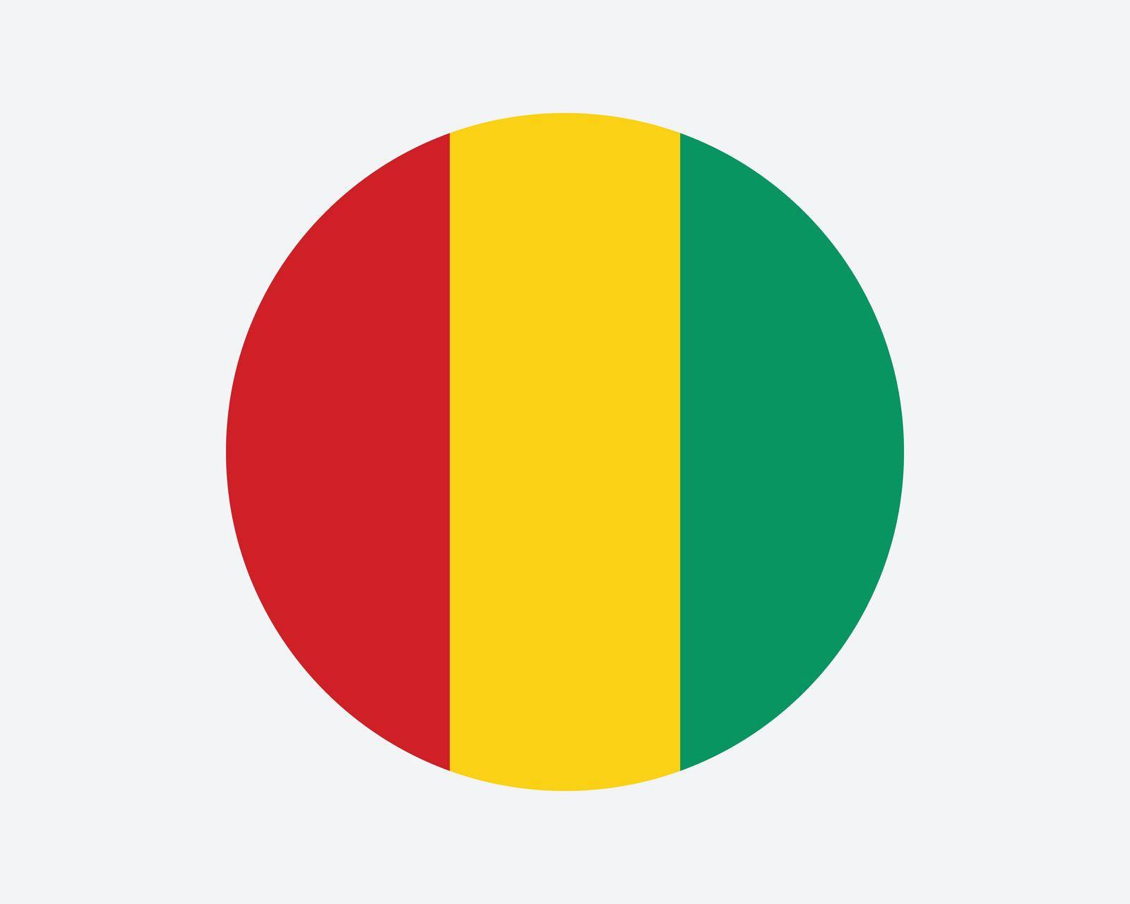 Guinea Round Country Flag. Guinean Circle National Flag. Republic of Guinea Circular Shape Button Banner. EPS Vector Illustration.