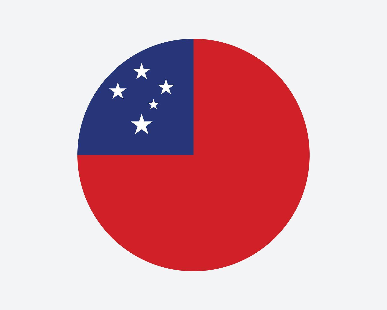 Samoa Round Country Flag. Samoan Circle National Flag. Independent State of Samoa Circular Shape Button Banner. EPS Vector Illustration.
