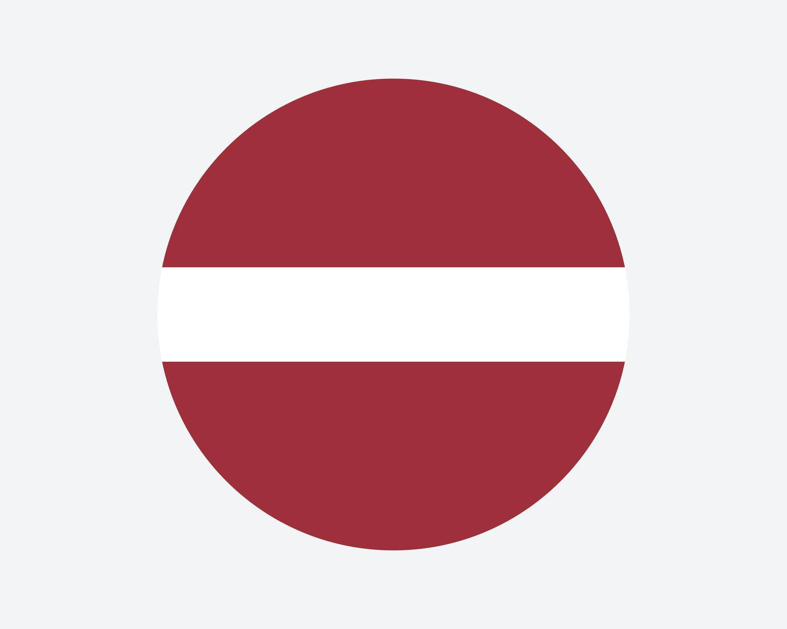 Latvia Round Country Flag. Latvian Circle National Flag. Republic of Latvia Circular Shape Button Banner. EPS Vector Illustration.