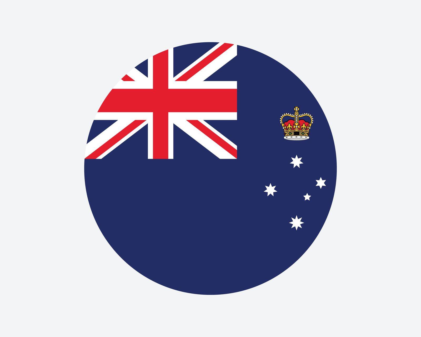 Victoria Round Flag. Vic, Australia Circle Flag. Australian State Circular Shape Button Banner. EPS Vector Illustration.