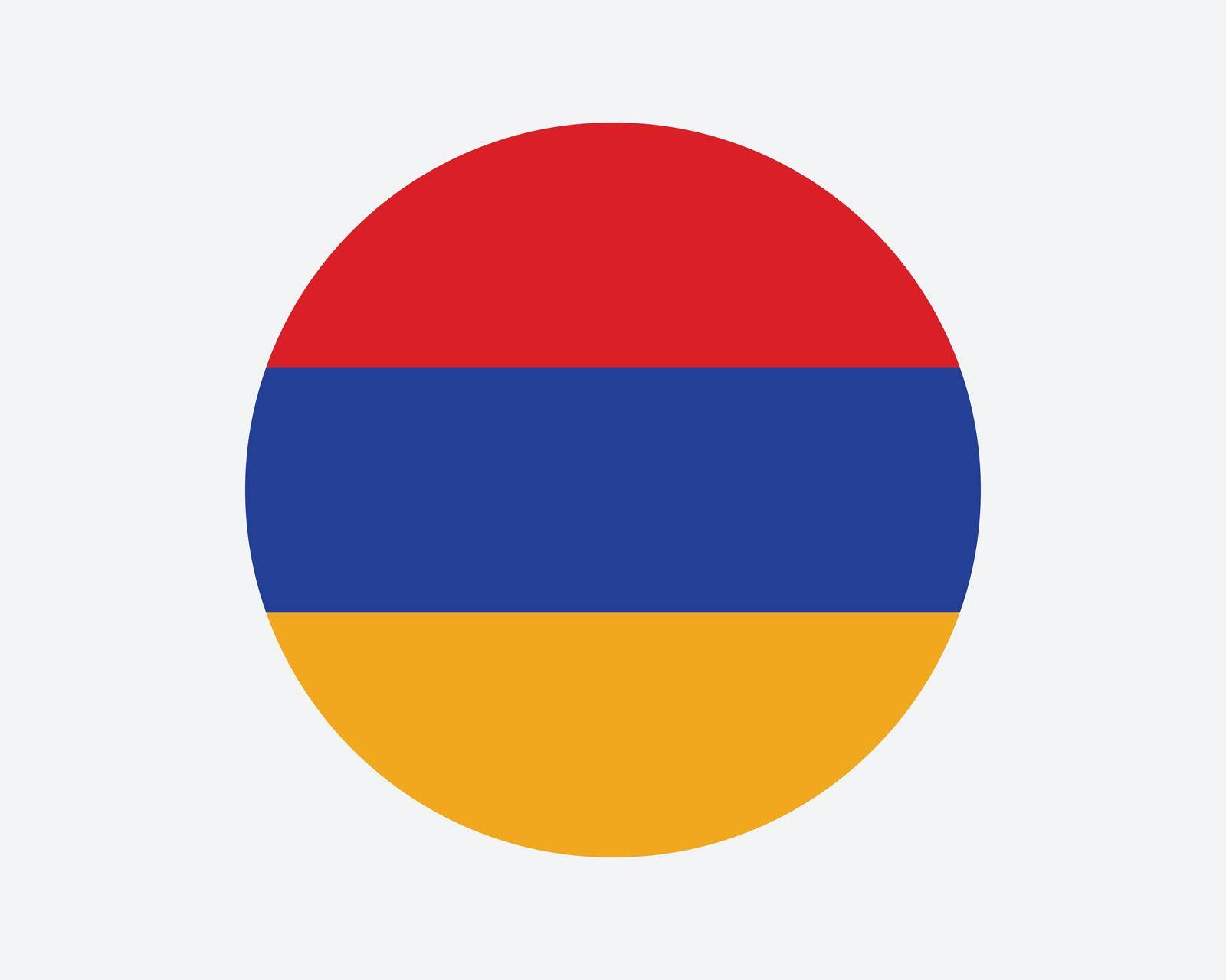 Armenia Round Country Flag. Circular Armenian National Flag. Republic of Armenia Circle Shape Button Banner. EPS Vector Illustration.