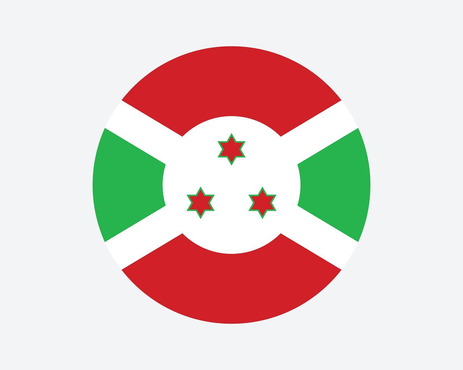 Burundi Round Country Flag. Circular Burundian National Flag. Republic of Burundi Circle Shape Button Banner. EPS Vector Illustration.