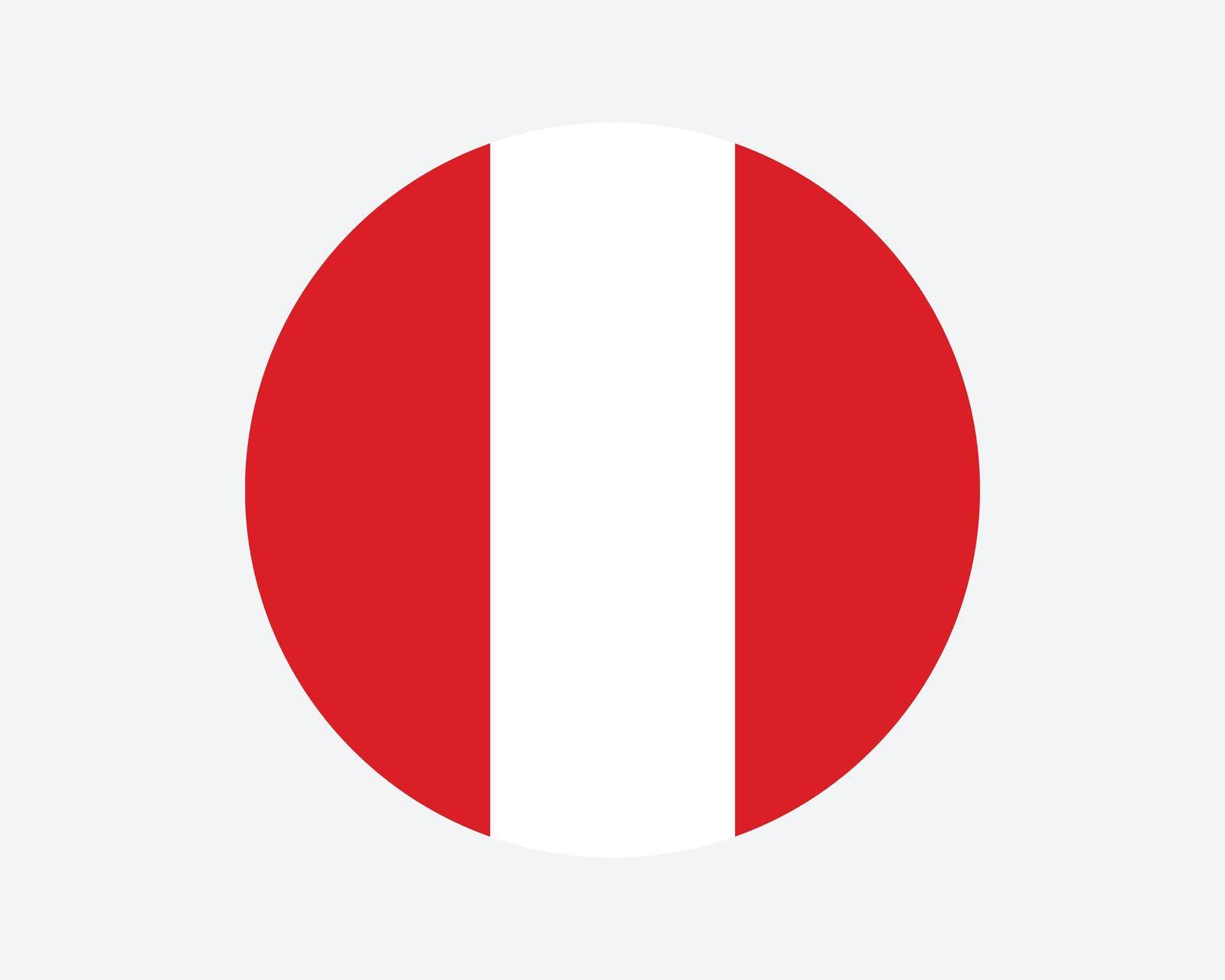 Peru Round Country Flag. Peruvian Circle National Flag. Republic of Peru Circular Shape Button Banner. EPS Vector Illustration.