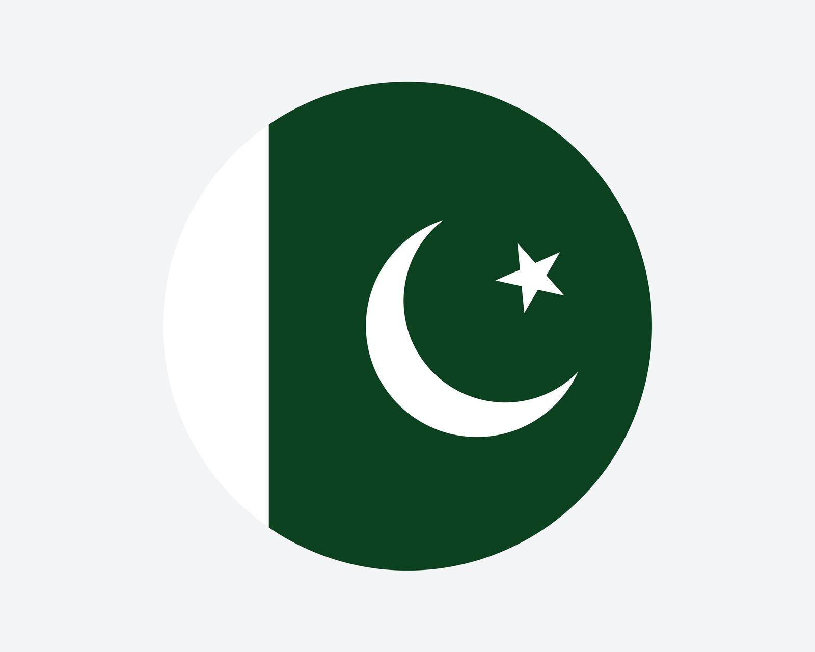 Pakistan Round Country Flag. Pakistani Circle National Flag. Islamic Republic of Pakistan Circular Shape Button Banner. EPS Vector Illustration.